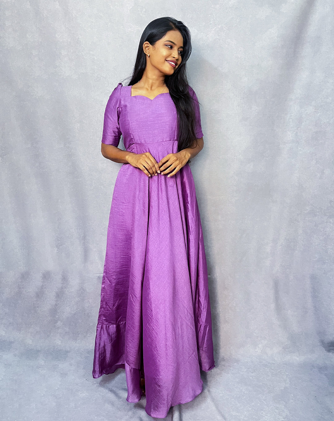 Hemqueen Lavender Maxi Gown - Soft Romantic Flow for Timeless Charm