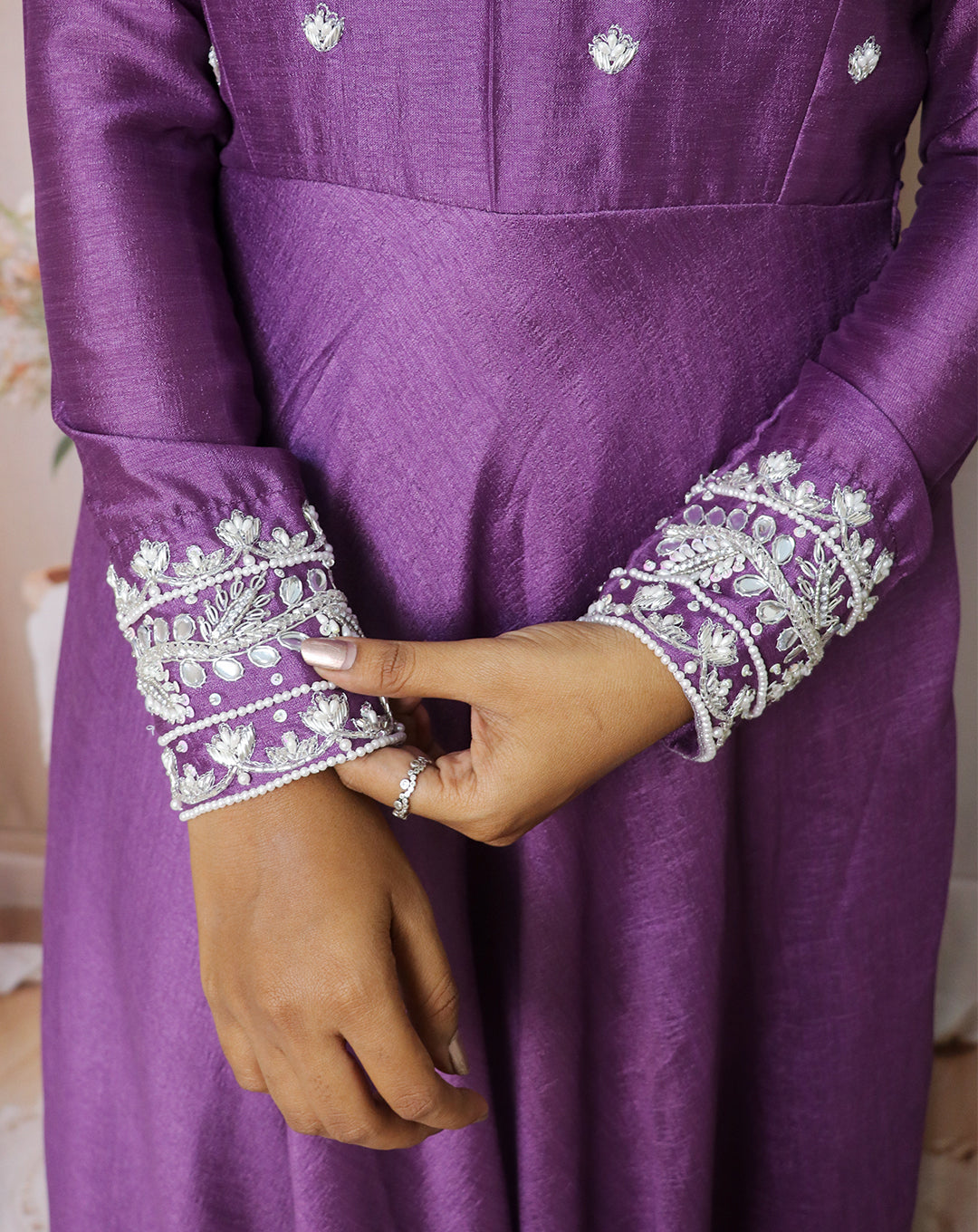 Hemqueen Royal Purple Embroidered Maxi Dress