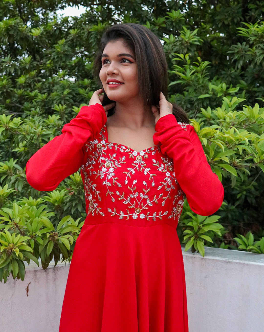 Hemqueen Elegant Red High and Low Maxi Dress