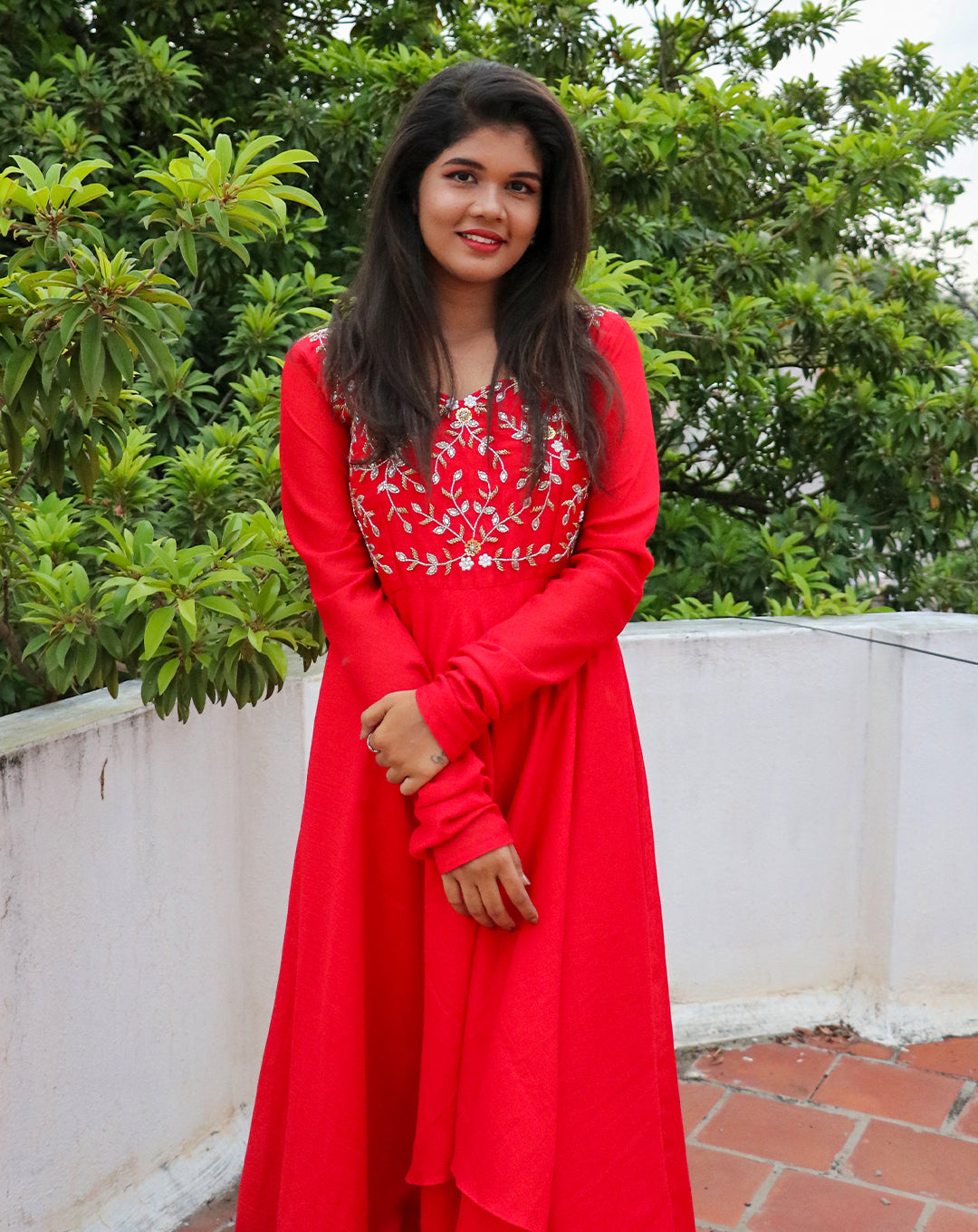 Hemqueen Elegant Red High and Low Maxi Dress