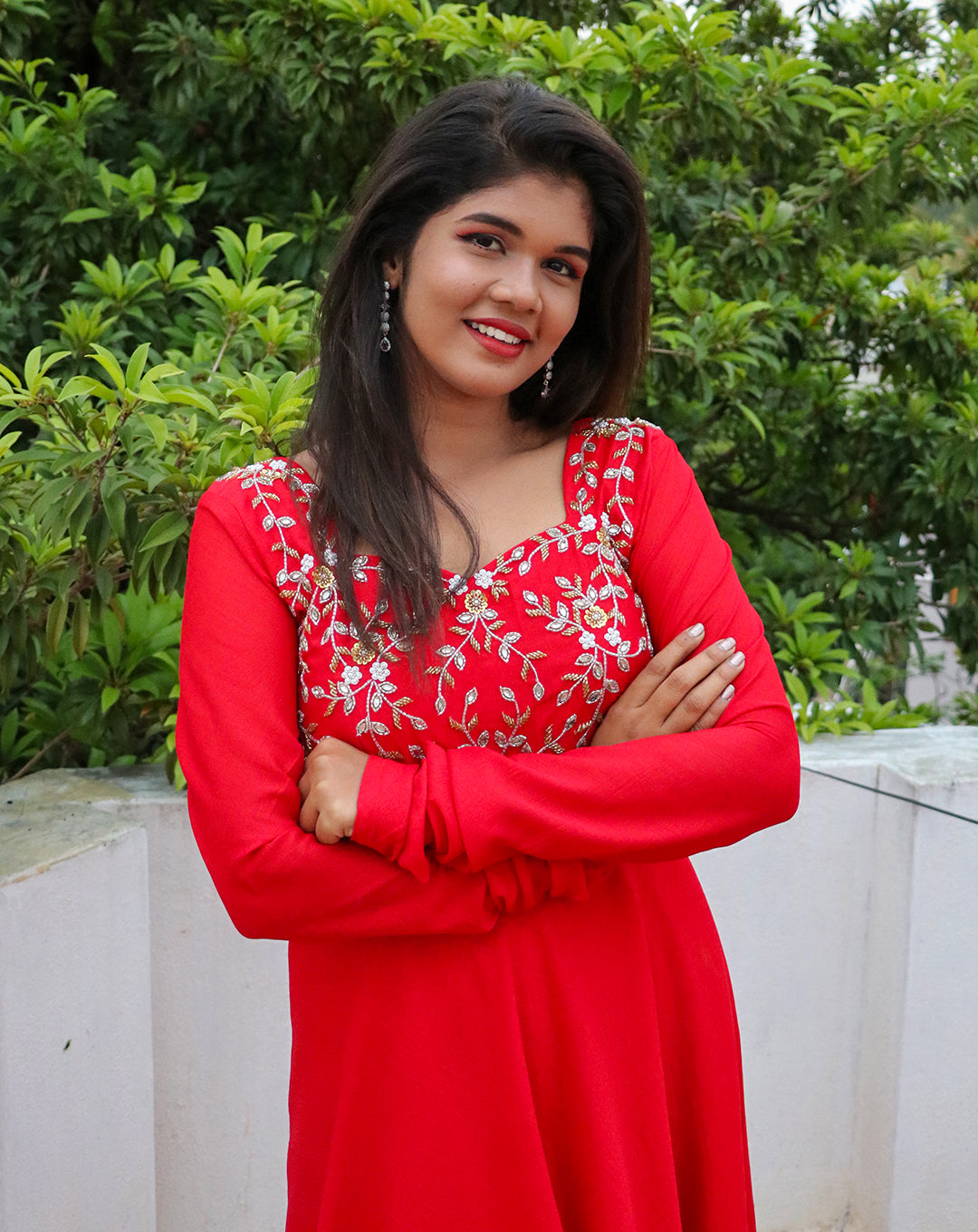 Hemqueen Elegant Red High and Low Maxi Dress