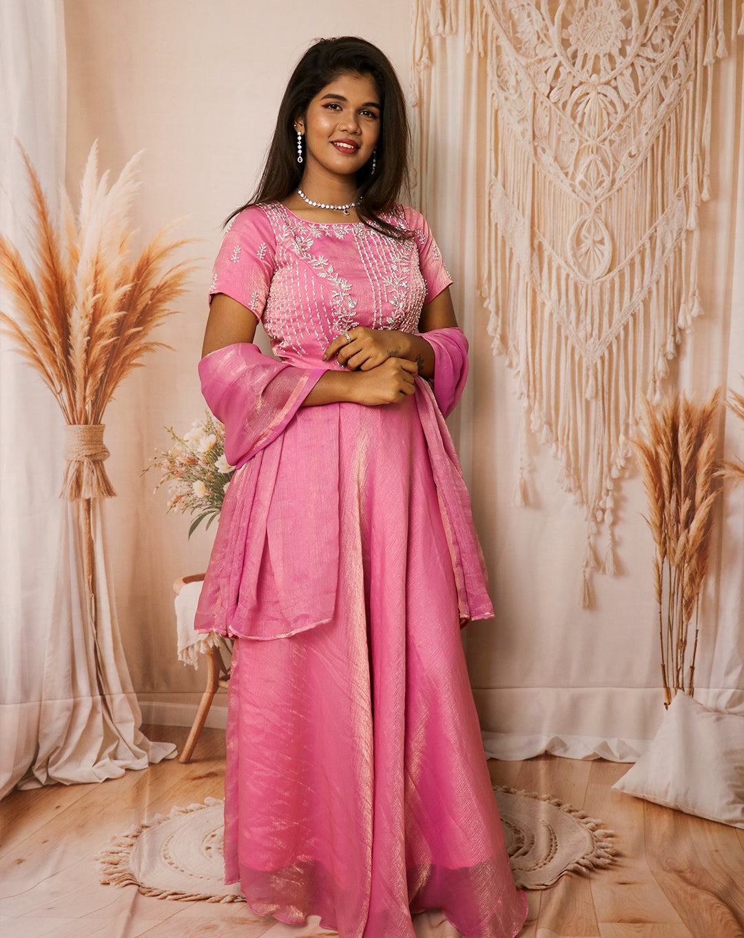Pink Space Silk Circular Maxi – Hemqueen