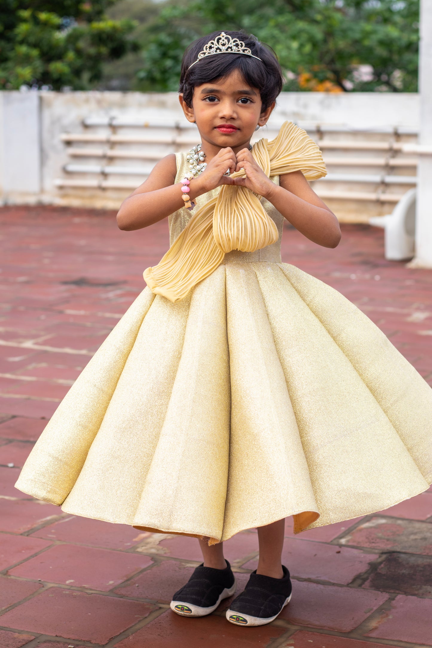 Shimmering Golden Panelled Gown