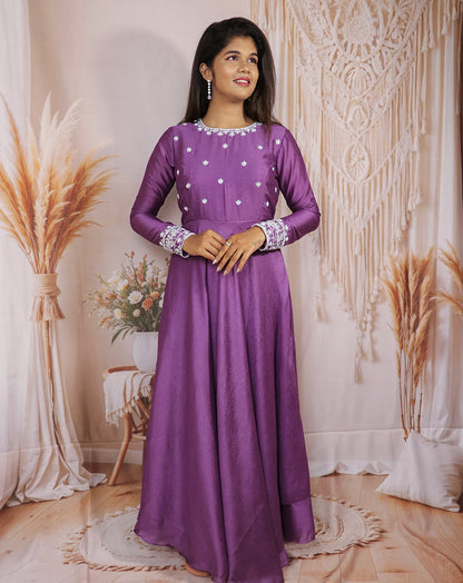 Hemqueen Royal Purple Embroidered Maxi Dress